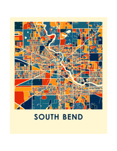 Charger l'image dans la galerie, Affiche cartographique de South Bend - Style Chroma
