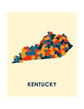 Charger l'image dans la galerie, Affiche cartographique de Kentucky - Style Chroma
