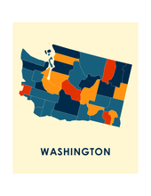 Charger l'image dans la galerie, Affiche cartographique de Washington - Style Chroma
