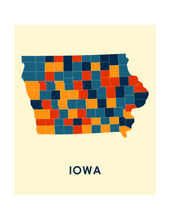 Charger l'image dans la galerie, Affiche cartographique de Iowa - Style Chroma
