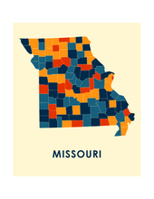 Charger l'image dans la galerie, Affiche cartographique de Missouri - Style Chroma
