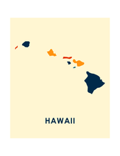 Charger l'image dans la galerie, Affiche cartographique de Hawaii - Style Chroma
