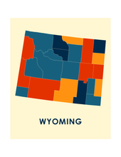 Charger l'image dans la galerie, Affiche cartographique de Wyoming - Style Chroma
