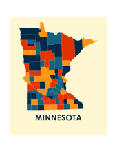 Charger l'image dans la galerie, Affiche cartographique de Minnesota - Style Chroma
