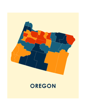 Charger l'image dans la galerie, Affiche cartographique de Oregon - Style Chroma
