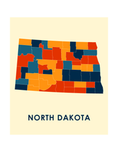 Charger l'image dans la galerie, Affiche cartographique de Dakota du Nord - Style Chroma
