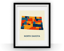 Charger l'image dans la galerie, North Dakota Map Print - Full Color Map Poster
