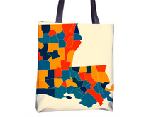 Load image into Gallery viewer, Louisiana Map Tote Bag - LA Map Tote Bag 15x15
