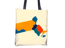 Load image into Gallery viewer, Massachusetts Map Tote Bag - MA Map Tote Bag 15x15
