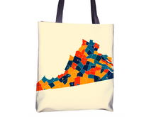 Load image into Gallery viewer, Virginia Map Tote Bag - VA Map Tote Bag 15x15
