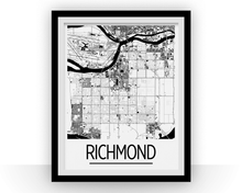Load image into Gallery viewer, Richmond British Columbia Map Poster - British Columbia Map Print - Art Deco Series
