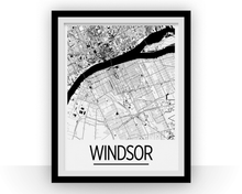 Load image into Gallery viewer, Windsor Ontario Map Poster - Ontario Map Print - Art Deco Series
