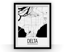 Charger l'image dans la galerie, Affiche cartographique de Delta British Columbia - Style Art Déco
